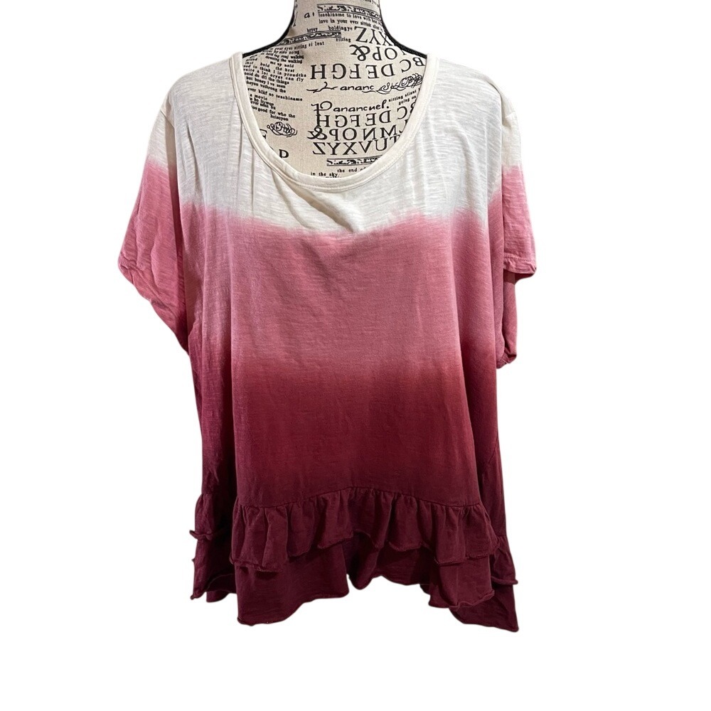 French Laundry Gradient Pink‎ Ruffle Top
